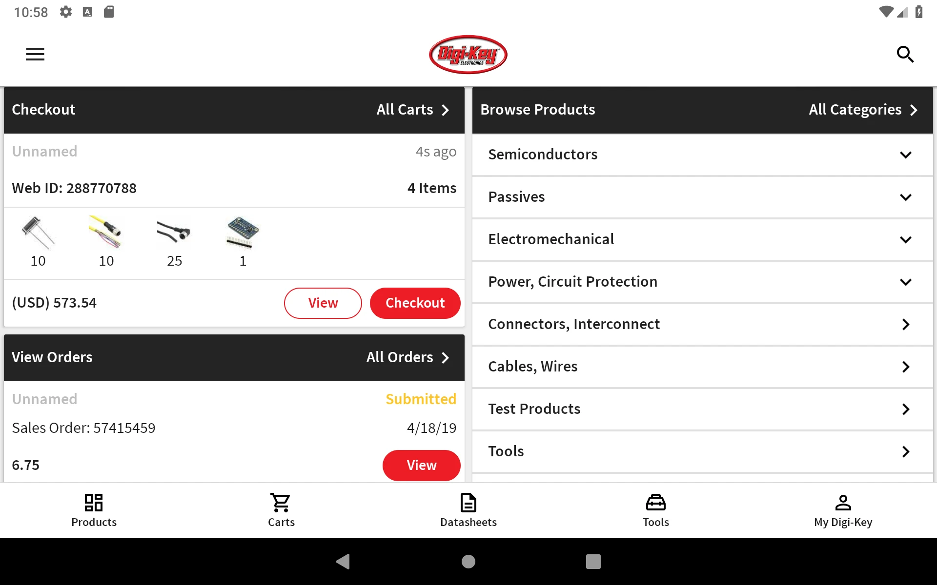 DigiKey screenshot
